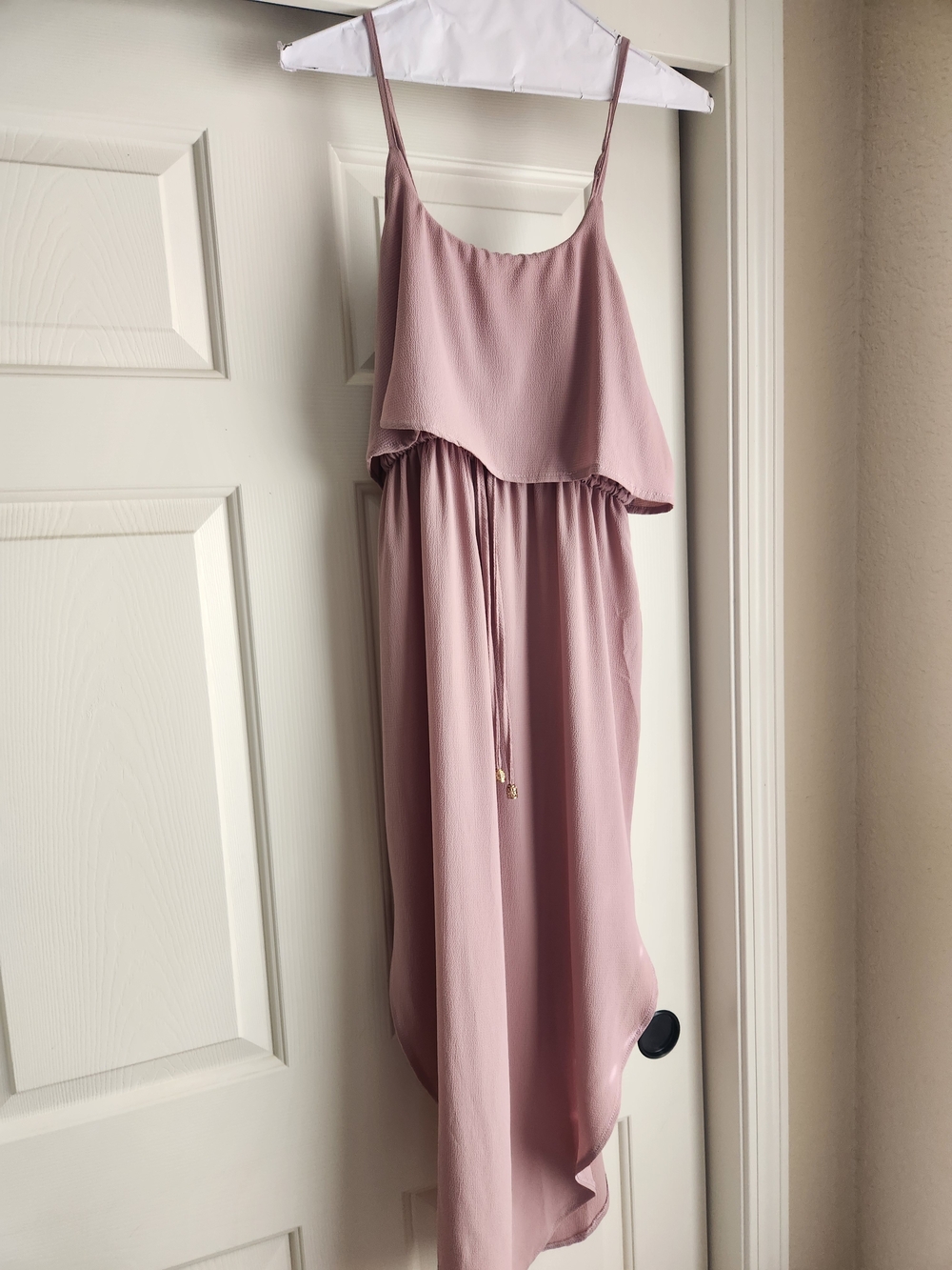 Blouson High-Low Maxi Dress in Dusty Rose